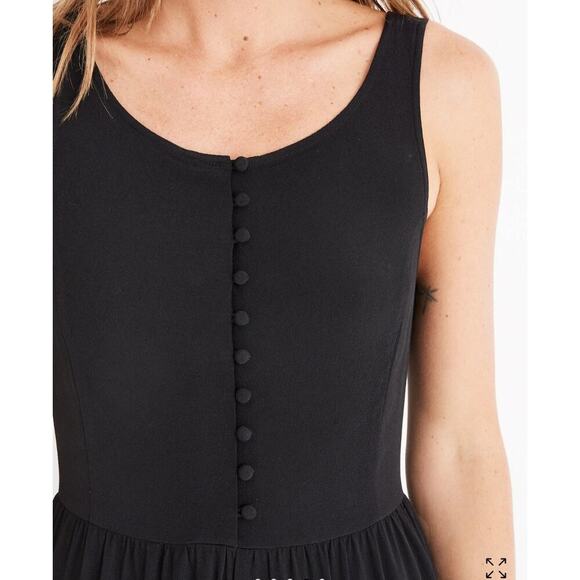 Madewell Smocked Button-Front Cropped Jumpsuit Black Size 4 Easy Comfy - Picture 3 of 11